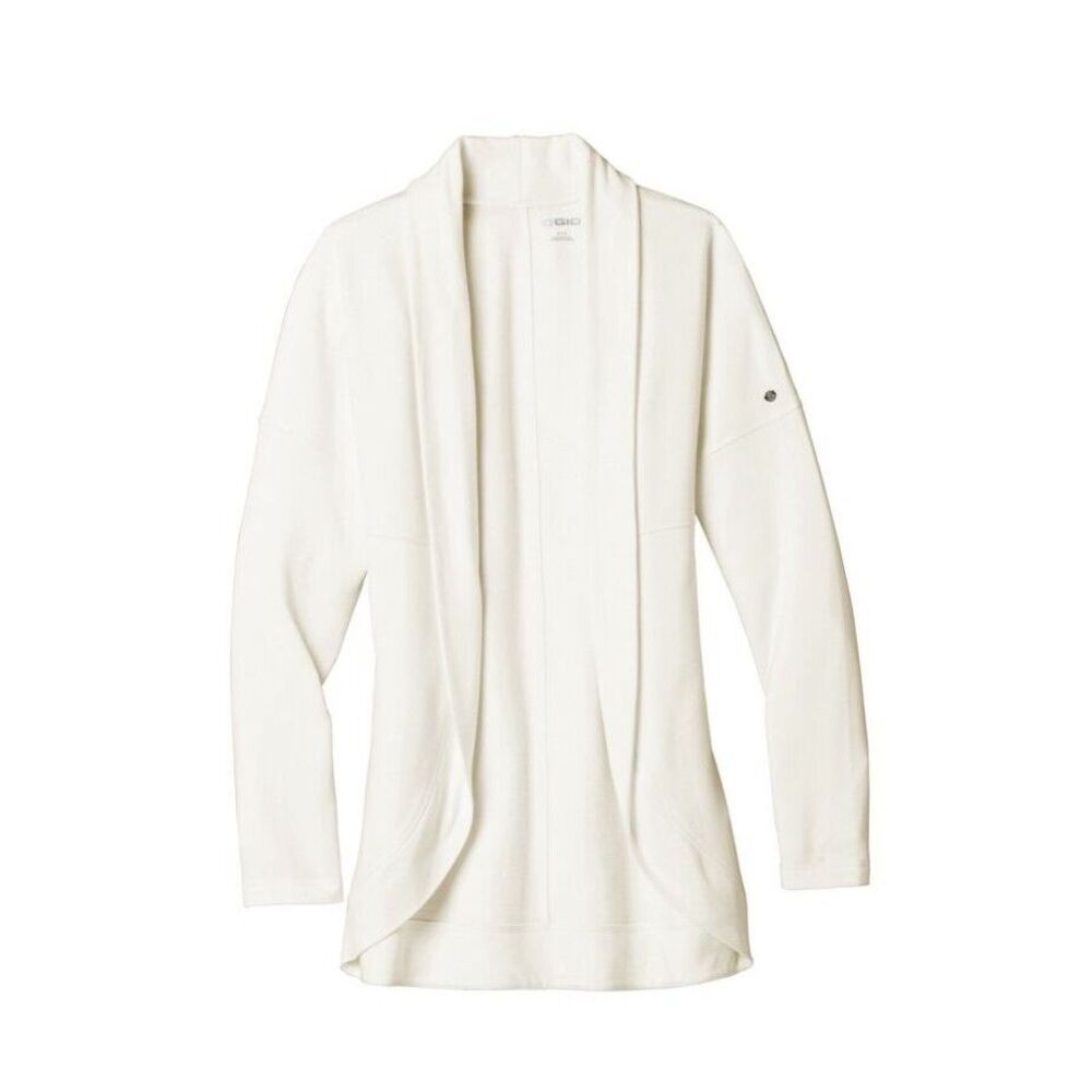 OGIO Luuma Cocoon Fleece Ivory Snow Open Front Golf Cardigan Womens‎ Sz XS
